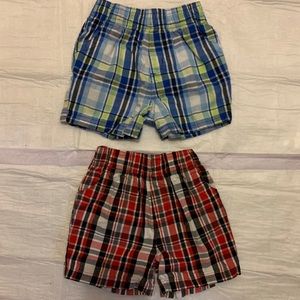 2 pairs of Garanimals plaid toddler shorts